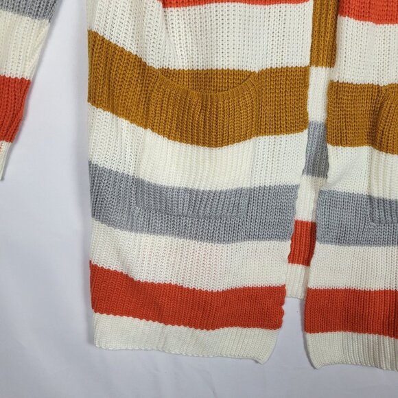 Miss Sparkling Striped Cardigan Women's 2XL Orange Long Lines Pumpkin Patch Fall - Picture 5 of 8